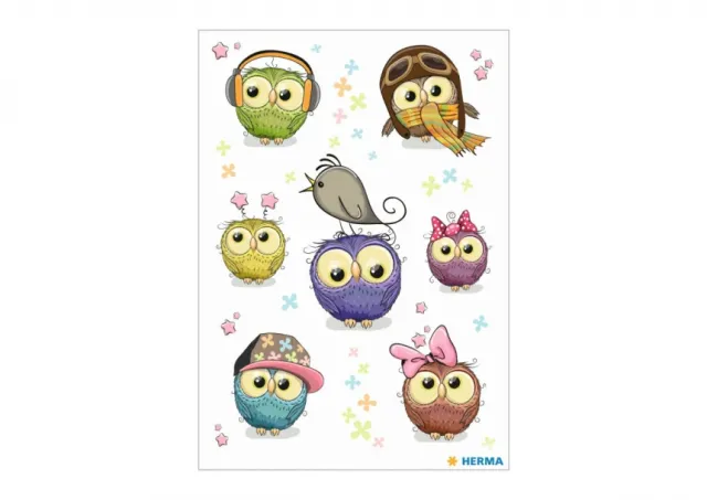 Stikeri MAGIC CUTE OWLS, TRANSPUFFY Herma  12SH15399