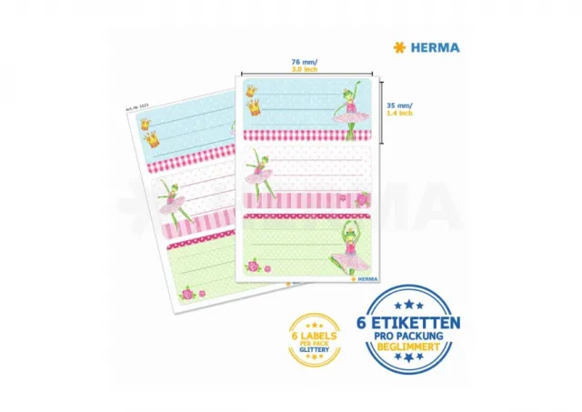 Stikeri VARIO SCHOOL FROG BALLERINA, GLITTERY Herma  12SH5523