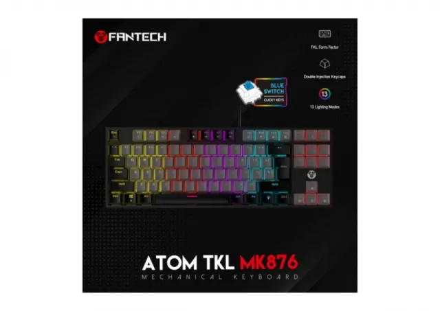 Tastatura USB Fantech MK876 RGB Atom TKL (Blue switch) US crna