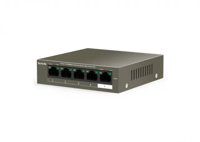 TENDA TEF1105P-4-63W 5-Port 10/100Mbps Desktop Switch with 4-Port PoE 