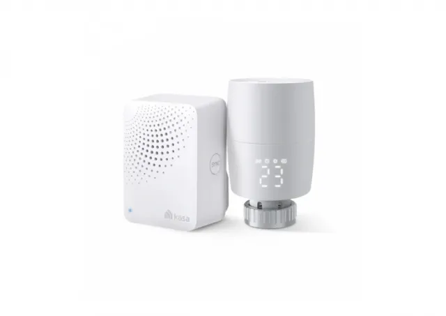 TP-Link Tapo / Kasa KE100KIT bežični smart bežični komplet termostatski radijatorski ventil + Kasa hub, podešavanje ciljane temperature ručno na displeju ili iz Tapo, Kasa ili dr. aplikacije, osetljivost 0.1ºC, adapteri