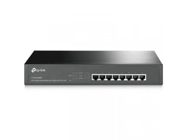 TP-Link TL-SG1008MP PoE+ svič 8-port Gigabit 10/100/1000Mb/s 802.3af/at do 126W (30W po portu), desktop /19" rack, PoE Port Priority Function - Overload Arrangement, 802.3x flow control, Eco energy-efficient