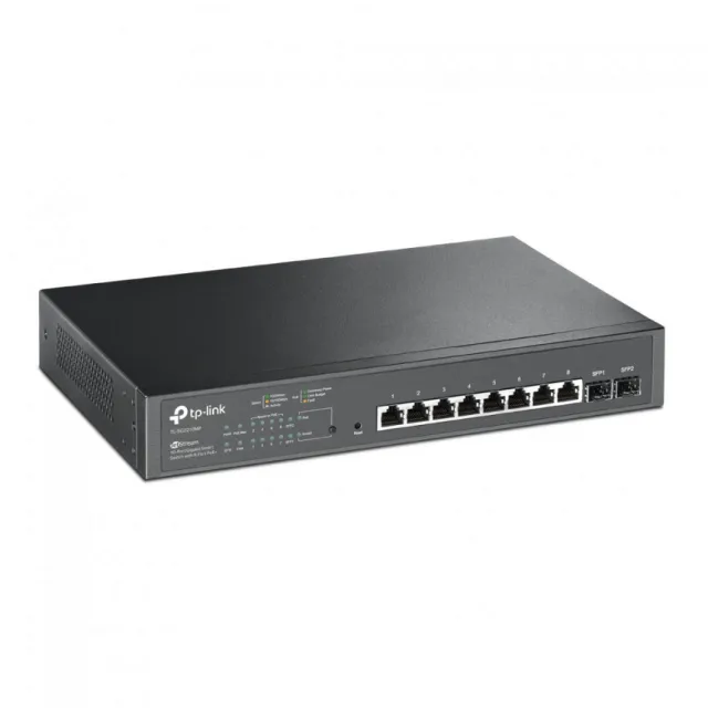 TP-Link TL-SG2210MP Omada PoE+ upravljiv cloud svič 8 x 10/100/1000Mb/s PoE 802.3at/af do 150W + 2 SFP GbE, VLAN, SNMP, RMON, L2~L4 QoS, IGMP, ACL, port security, ZeroTouch Provision, Web / iOS / Android / Win / Linux ap