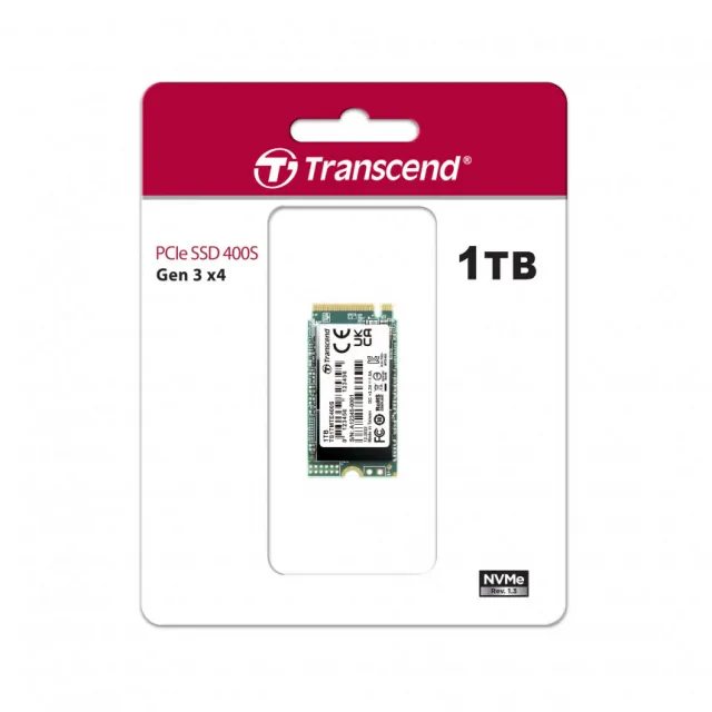 Transcend 1TB, M.2 2242, PCIe Gen3x4, NVMe, 3D TLC, DRAM-less, Single-sided