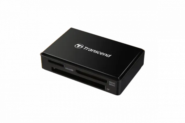 Transcend Card reader, RDF8, USB 3.1 Gen 1, SDHC UHS-I, SDXC UHS-I, micro SDHC UHS-I, micro SDXC UHS-I, and UDMA7 CompactFlash, Black