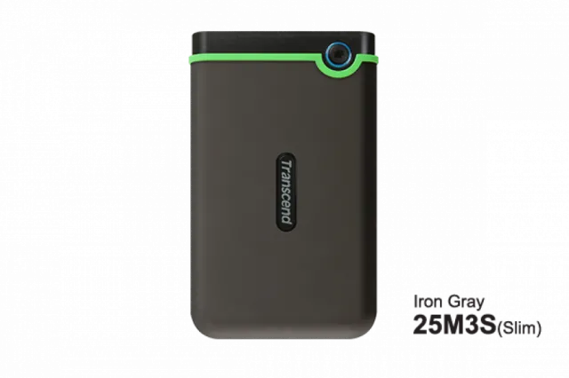 Transcend External HDD 1TB Slim form factor, M3S, USB 3.1, 2.5, Anti-shock system, Backup software, 185g, Iron gray (Slim)