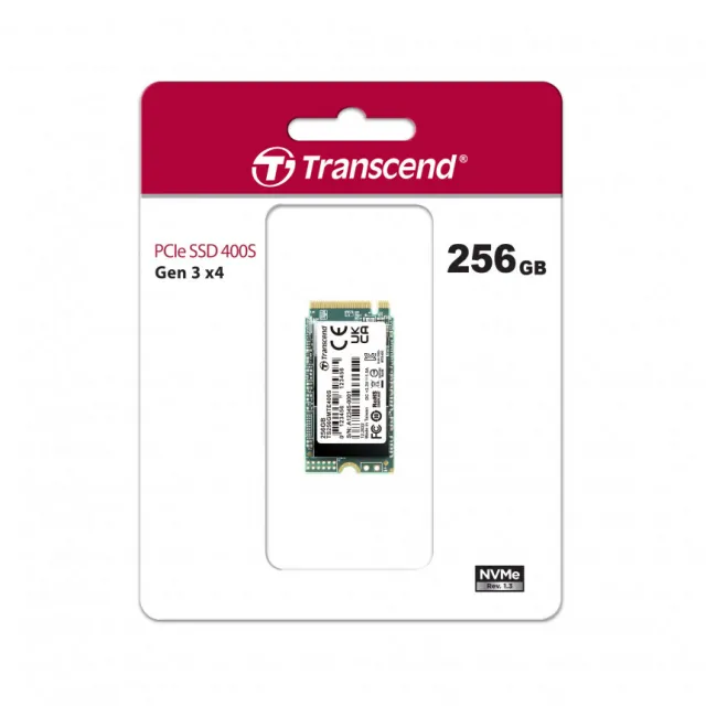 Transcend TS256GMTE400S M.2 NVMe 256GB, 2242, PCIe Gen 3x4, 3D TLC, DRAM-less, Single-sided