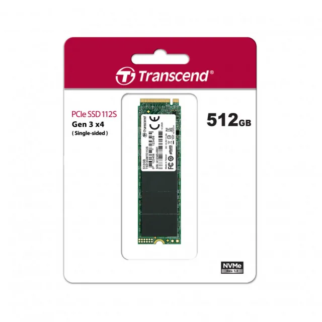 Transcend TS512GMTE112S M.2 NVMe 512GB, 2280, PCIe Gen 3x4, M-Key, 3D TLC, DRAM-less, Single-sided