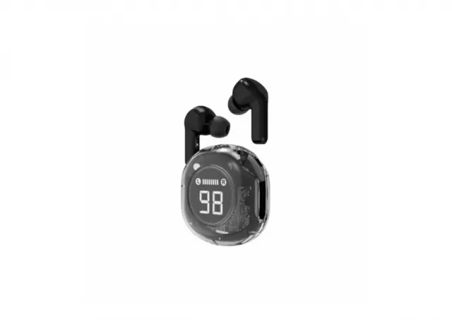 TWST-01-BK Gembird bluetooth V5.4 slusalice, TWS, LCD, Transparent, black
