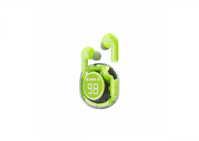 TWST-01-G Gembird bluetooth V5.4 slusalice, TWS, LCD, Transparent, green