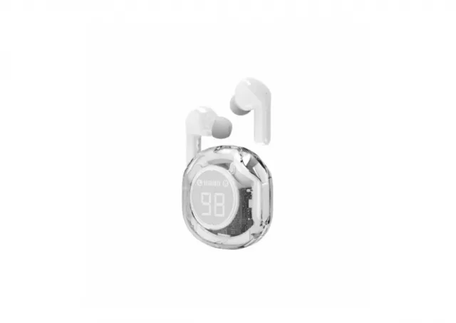 TWST-01-W Gembird bluetooth V5.4 slusalice, TWS, LCD, Transparent, white