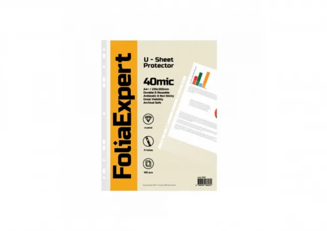U folija 40 mic 1/100 FOLIAEXPERT A4+ kristal 235x305mm