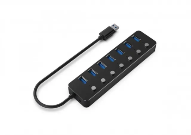 UHB-U3P7P-01 Gembird 7-port USB 3.1 (Gen 1) hub with switches, black 43828