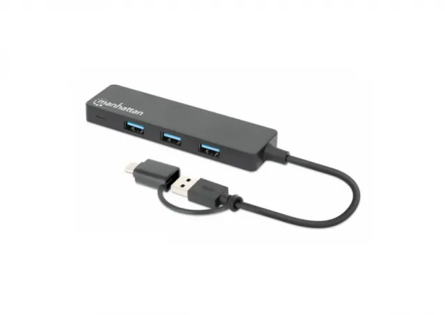 USB-C HUB 4port Manhattan 180863 3.2 G1+USB-C/5Gbps/Crni