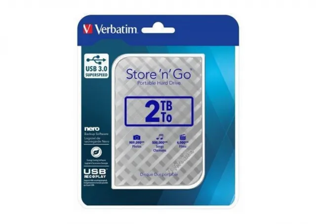 Verbatim HDD 2TB Silver Kocka (53198)