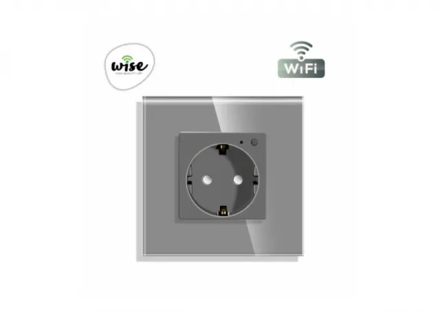 Wifi pametna uticnica, ugradna, stakleni panel sivi, 16A WU0004