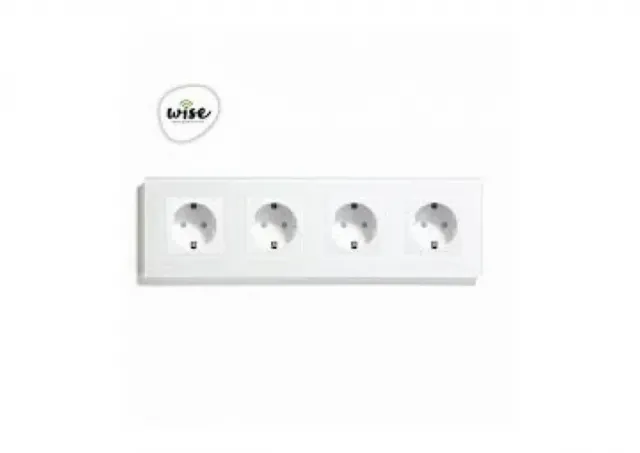 Wise Modularni panel sa 4 utičnice – stakleni panel beli