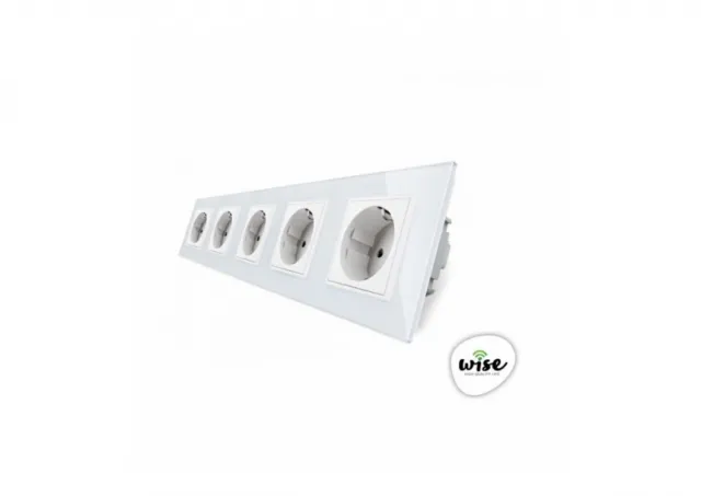 Wise Modularni panel sa 5 utičnica – stakleni panel beli