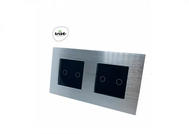 Wise Modularni prekidači – 4 tastera – aluminijumski panel srebrno - crni