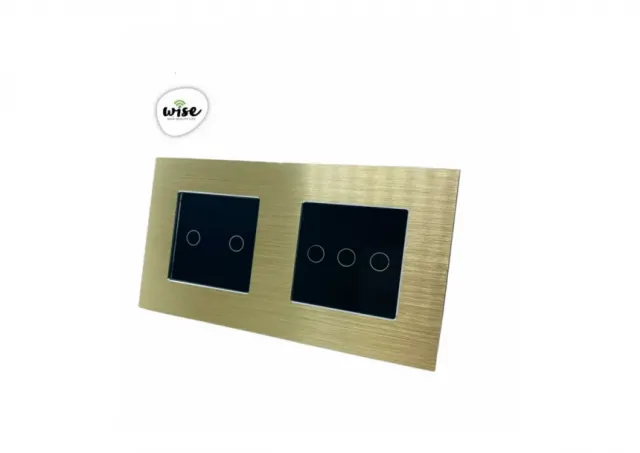 Wise Modularni prekidači – 5 tastera – aluminijumski panel krem - crni