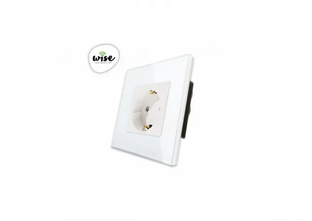 Wise Utičnica 16a stakleni panel beli