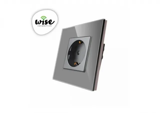 Wise Utičnica 16a stakleni panel sivi