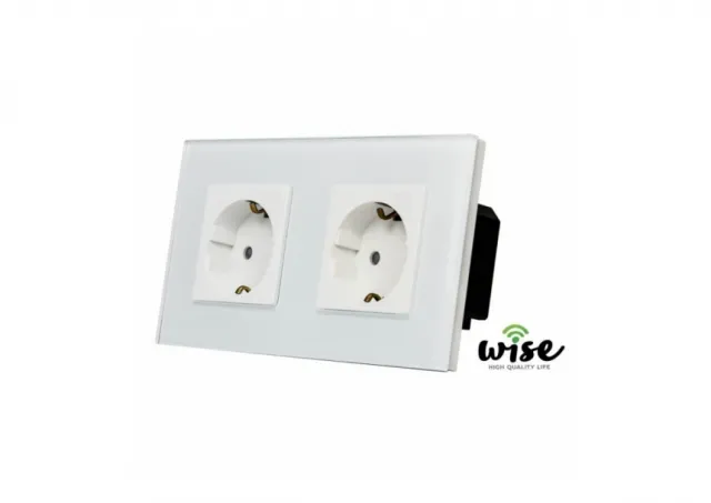 Wise Utičnica modularna dupla 16a - stakleni panel bela