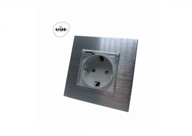 Wise Utičnica sa zaštitnim poklopcem 16a aluminijumski panel srebrni