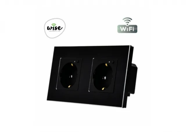 Wise Wifi pametna utičnica, modularna dupla - aluminijumski panel - 16A