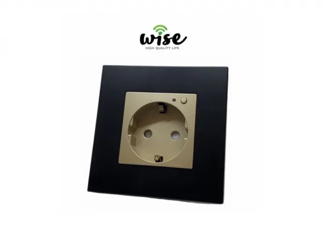 Wise Wifi pametna utičnica, ugradna 16a - MAT panel crna/krem
