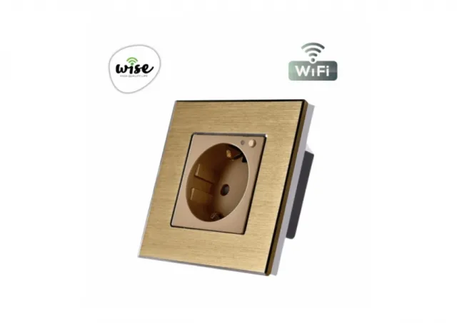 Wise Wifi pametna utičnica, ugradna - aluminijumski panel krem WU0012