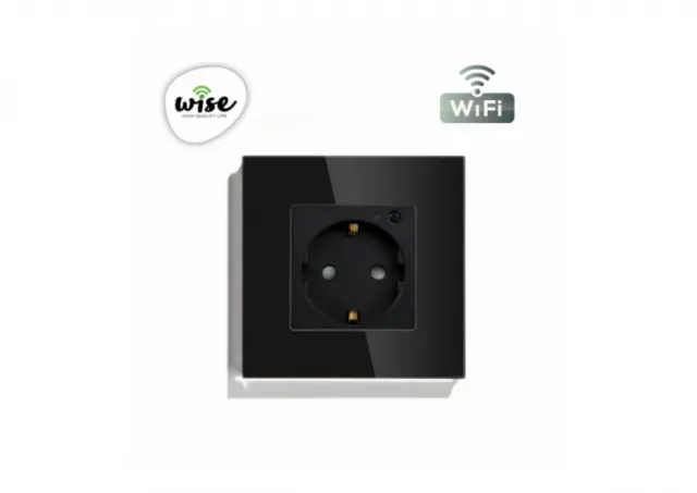 Wise Wifi pametna utičnica, ugradna - stakleni panel crna WU0003
