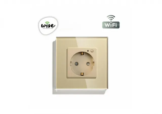 Wise Wifi pametna utičnica, ugradna - stakleni panel krem WU0002