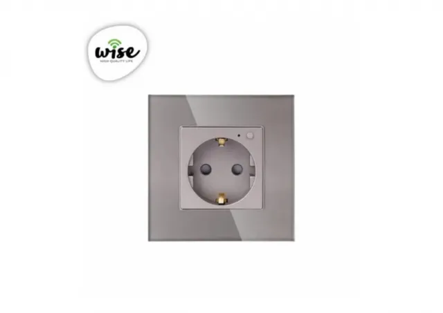 Wise Wifi pametna utičnica, ugradna - stakleni panel sivi