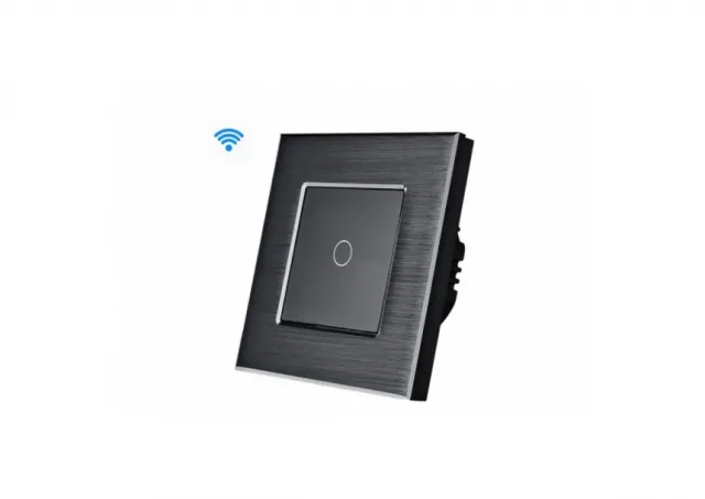 Wise Wifi pametni prekidač, 1 taster, aluminijumski panel crni