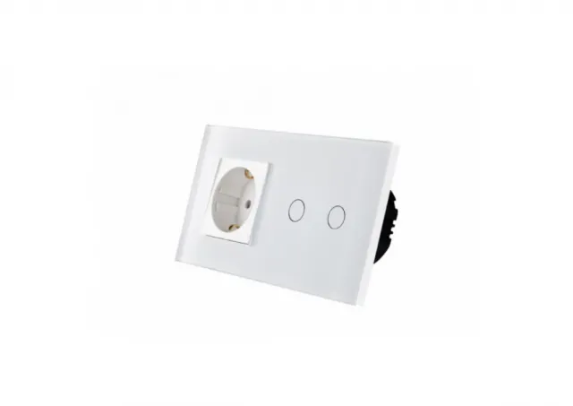 Wise Wifi pametni prekidac 2 tastera i uticnica - modularni, stakleni panel