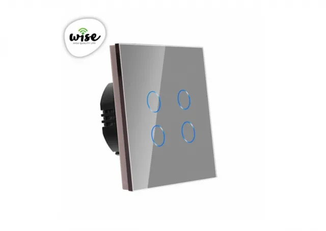 Wise Wifi pametni prekidač 4 tastera - stakleni panel sivi