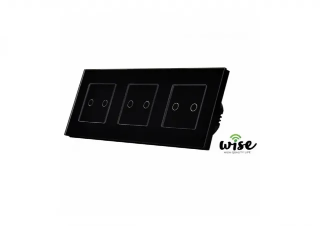 Wise Wifi pametni prekidač 6 tastera - modularni sa 3 modula - stakleni panel crni