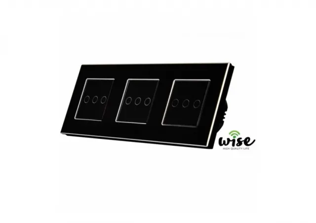 Wise Wifi pametni prekidač 9 tastera - modularni sa 3 modula - aluminijumski panel crni