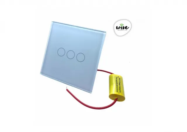 Wise Wifi pametni prekidač SLW - nije potrebna "nula" žica - 3 tastera - stakleni panel
