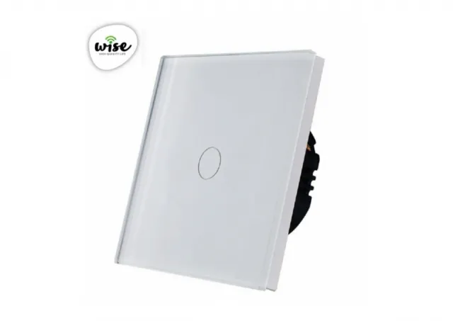 Wise Wifi + RF pametni prekidač, 1 taster - stakleni panel beli