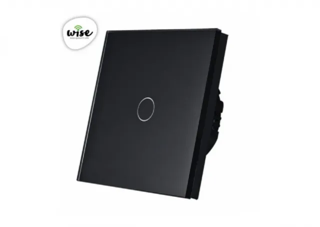 Wise Wifi + RF pametni prekidač, 1 taster - stakleni panel crni