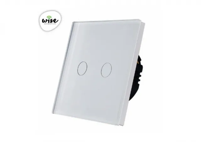 Wise Wifi + RF pametni prekidač, 2 tastera - stakleni panel beli