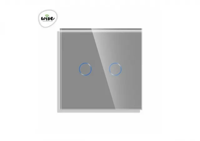 Wise Wifi + RF pametni prekidač, 2 tastera - stakleni panel sivi