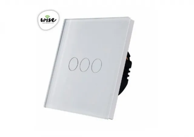 Wise Wifi + RF pametni prekidač, 3 tastera - stakleni panel beli