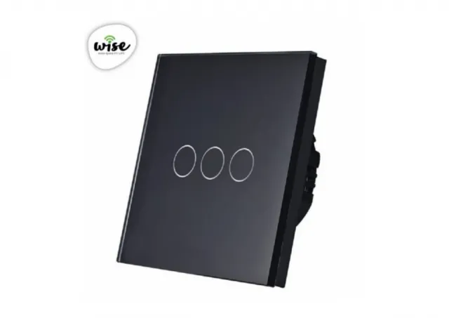 Wise Wifi + RF pametni prekidač, 3 tastera - stakleni panel crni