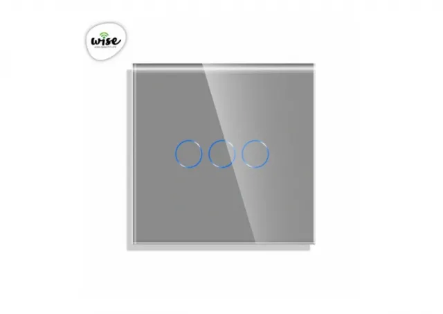 Wise Wifi + RF pametni prekidač, 3 tastera - stakleni panel sivi