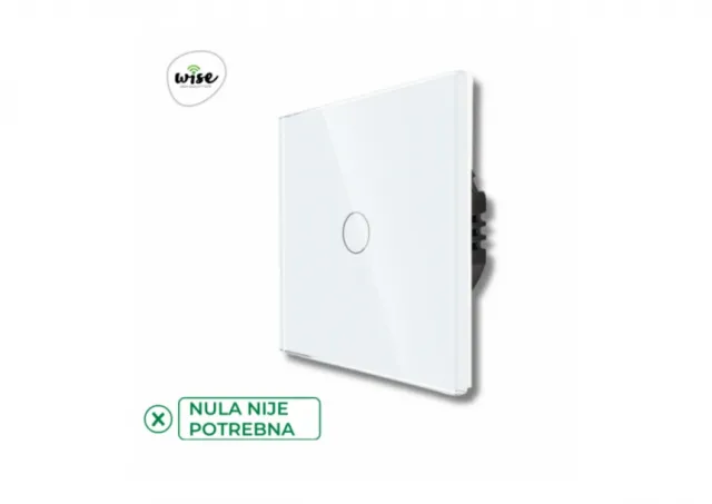 Wise Wise prekidač na dodir - 1 taster, stakleni panel beli SWP001