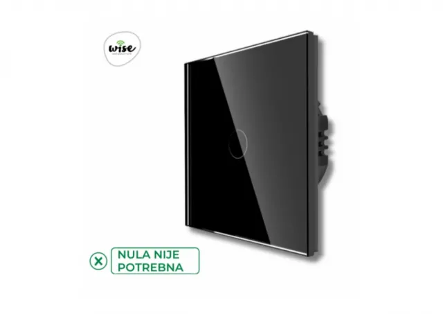 Wise Wise prekidac na dodir - 1 taster, stakleni panel crni SWP003