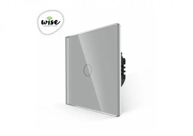 Wise Wise prekidač na dodir - 1 taster, stakleni panel sivi